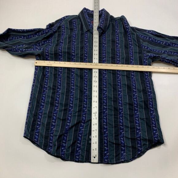 Bugatchi Uomo Shirt Mens L Large Cotton Paisley Striped Cotton Long Sleeve Dress - Picture 5 of 9